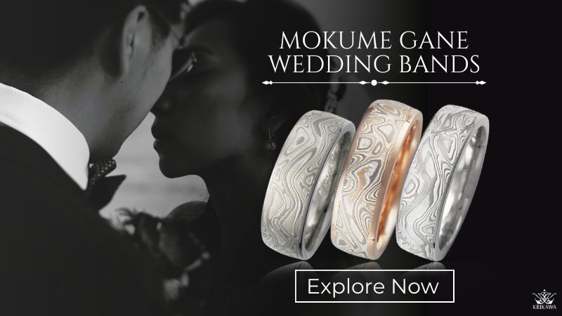 Mokume Gane Wood Grain Wedding Bands Krikawa Master Jewelers   Plain Mokume Wedding Bands 